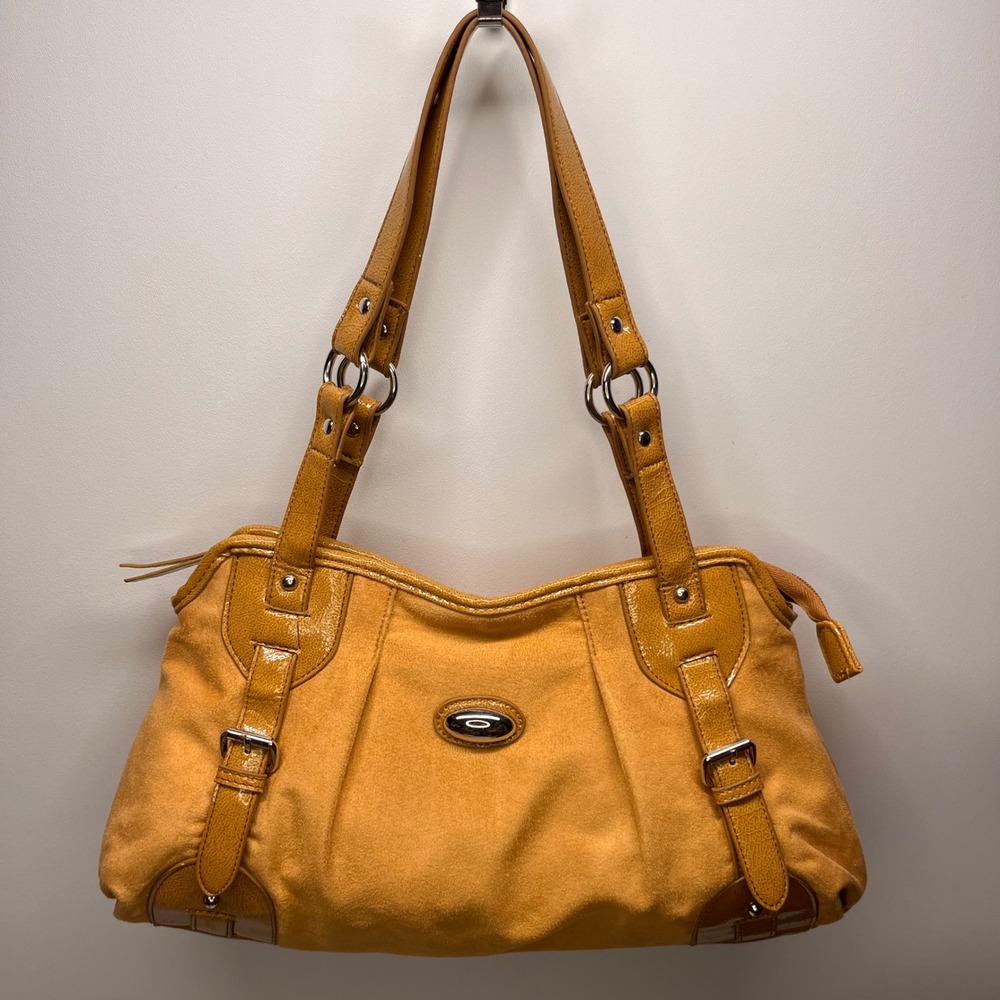 Alfred Dunner Women's Mustard Yellow Suede‎ Shoulder Bag
